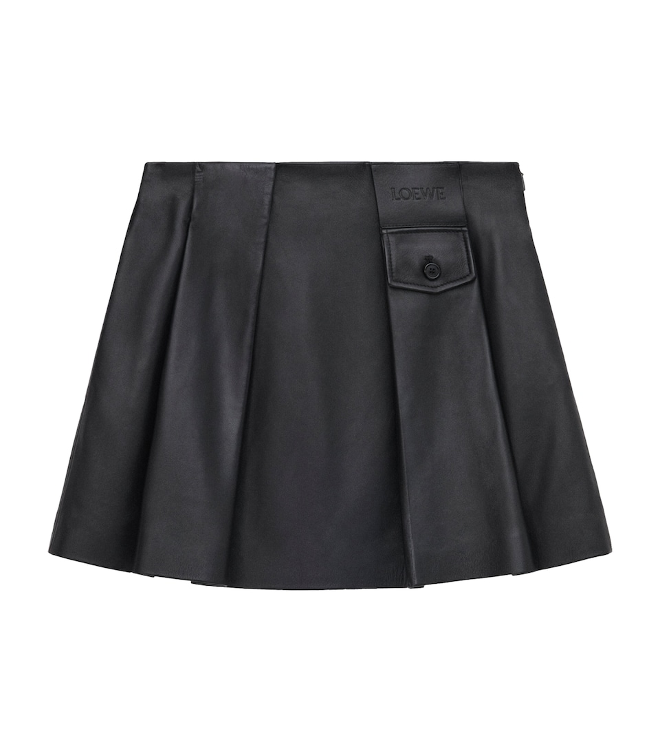 Lambskin Pleated Mini Skirt