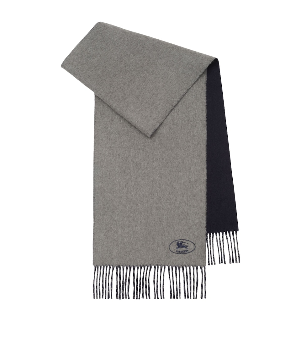 Burberry Cashmere Reversible Knight Scarf Grey/navy