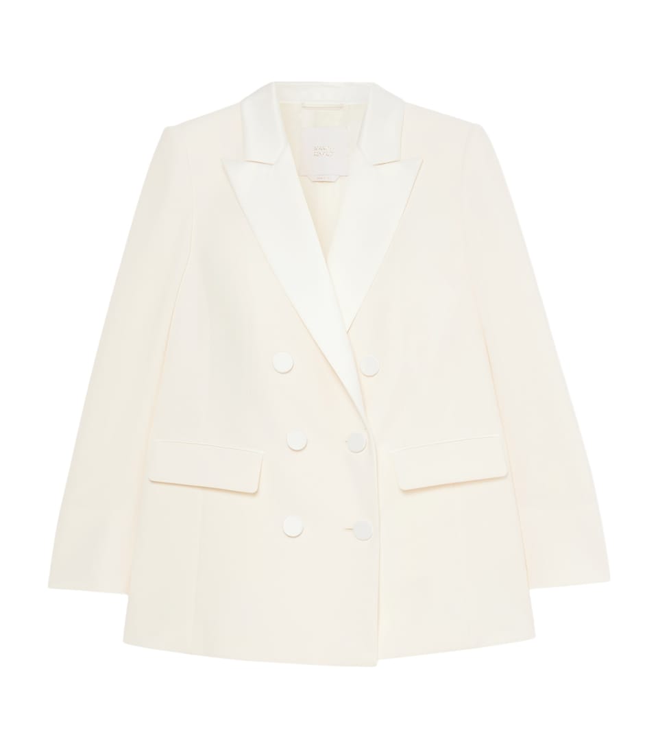 Marina Rinaldi Womens Double-Breasted Blazer Ivory