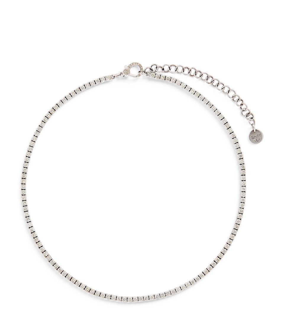 White Gold and Diamond Threads Tennis Choker