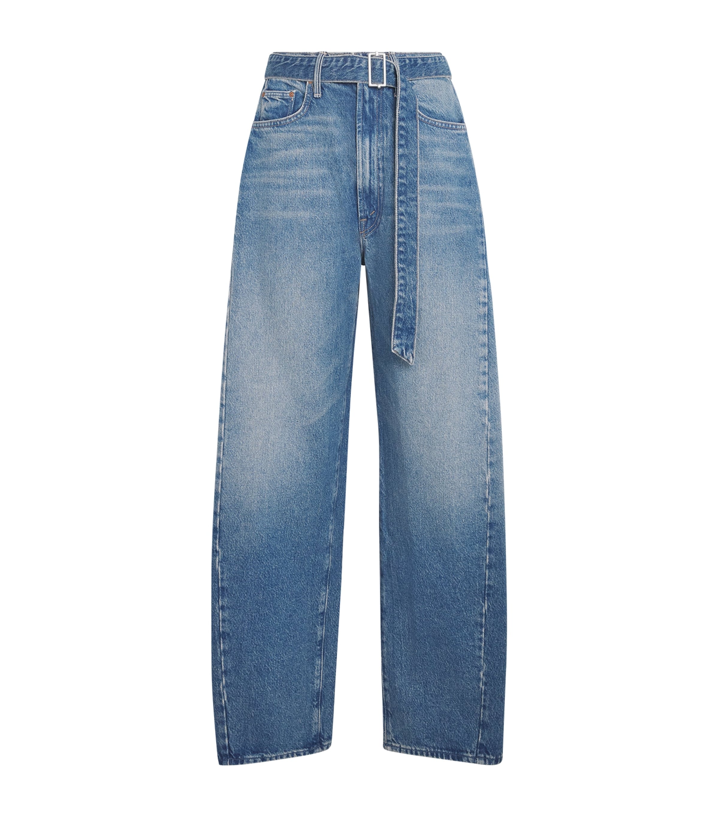 MOTHER Womens Belted The Spoonful Nerdy High-Rise Barrel Jeans Tootsie