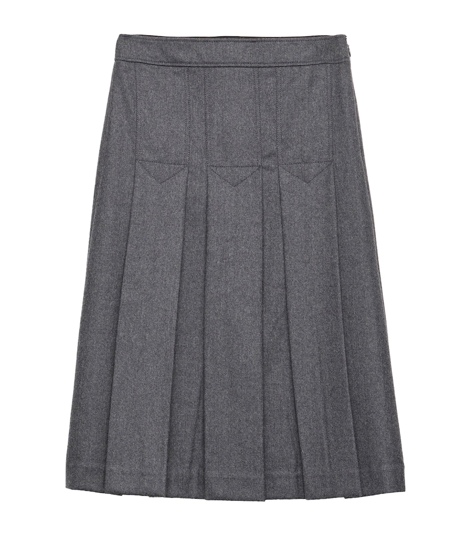 Wool Pleated Midi Skirt