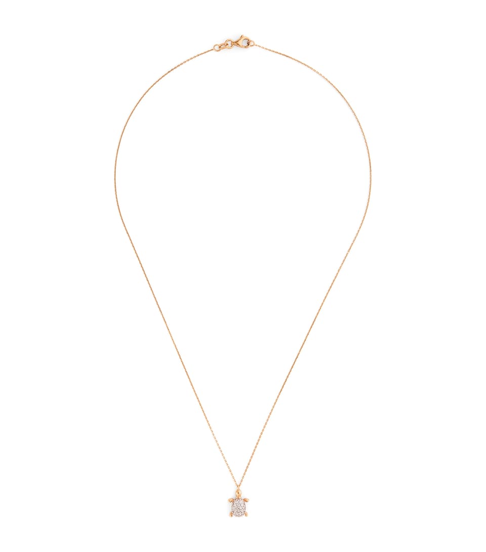 Rose Gold and Diamond Happy Turtle Necklace