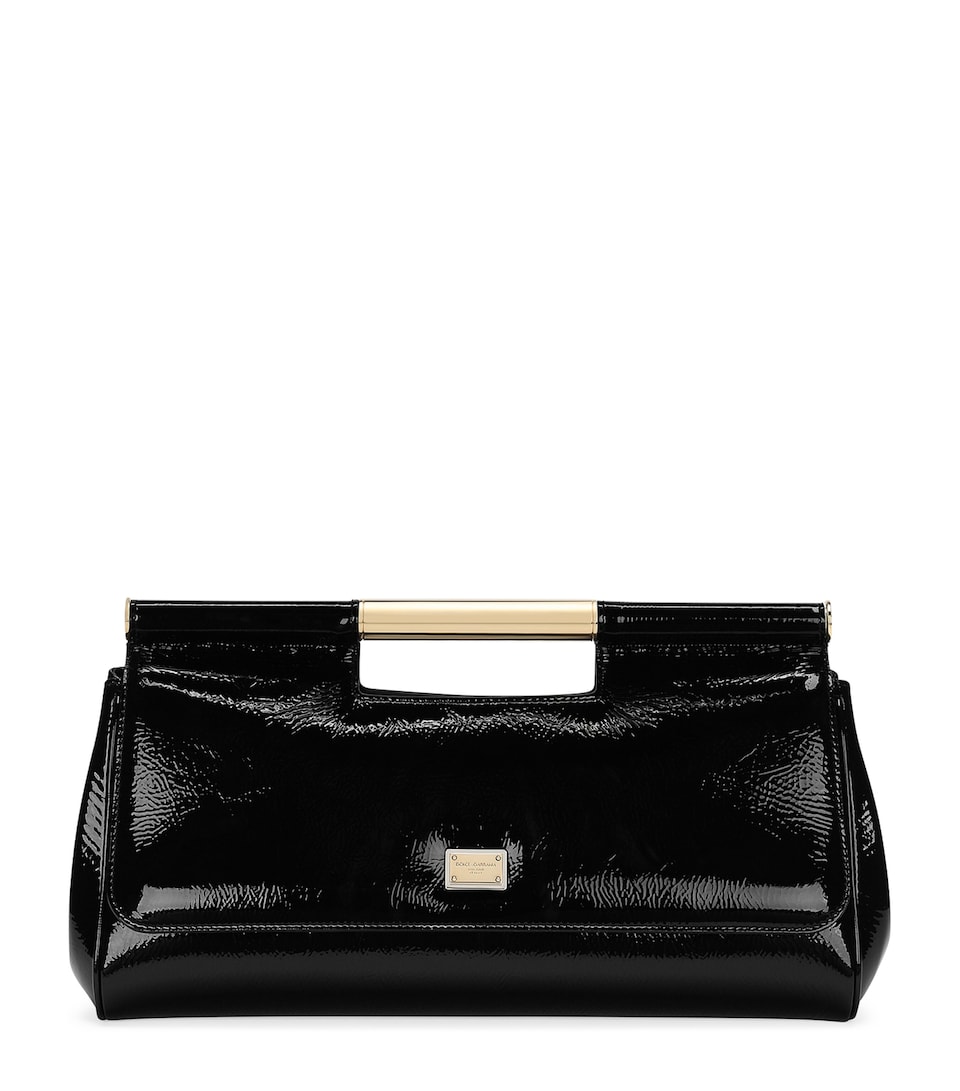 Dolce&Gabbana Leather Sicily Clutch Bag Black