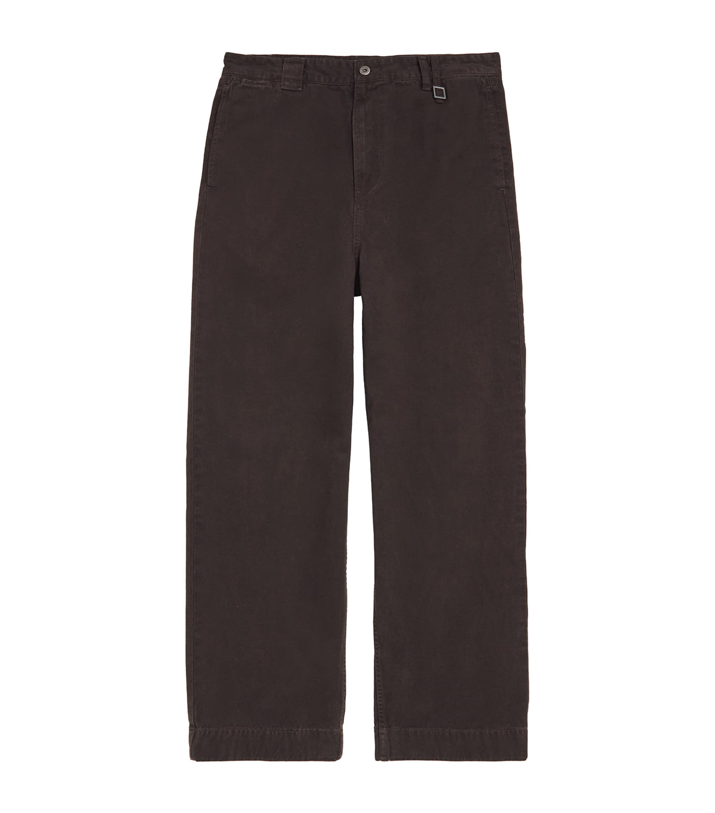 Wooyoungmi Mens Cotton Canvas Wide-Leg Jeans Mud