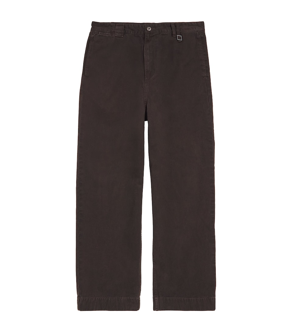 Wooyoungmi Mens Cotton Canvas Wide-Leg Jeans Mud