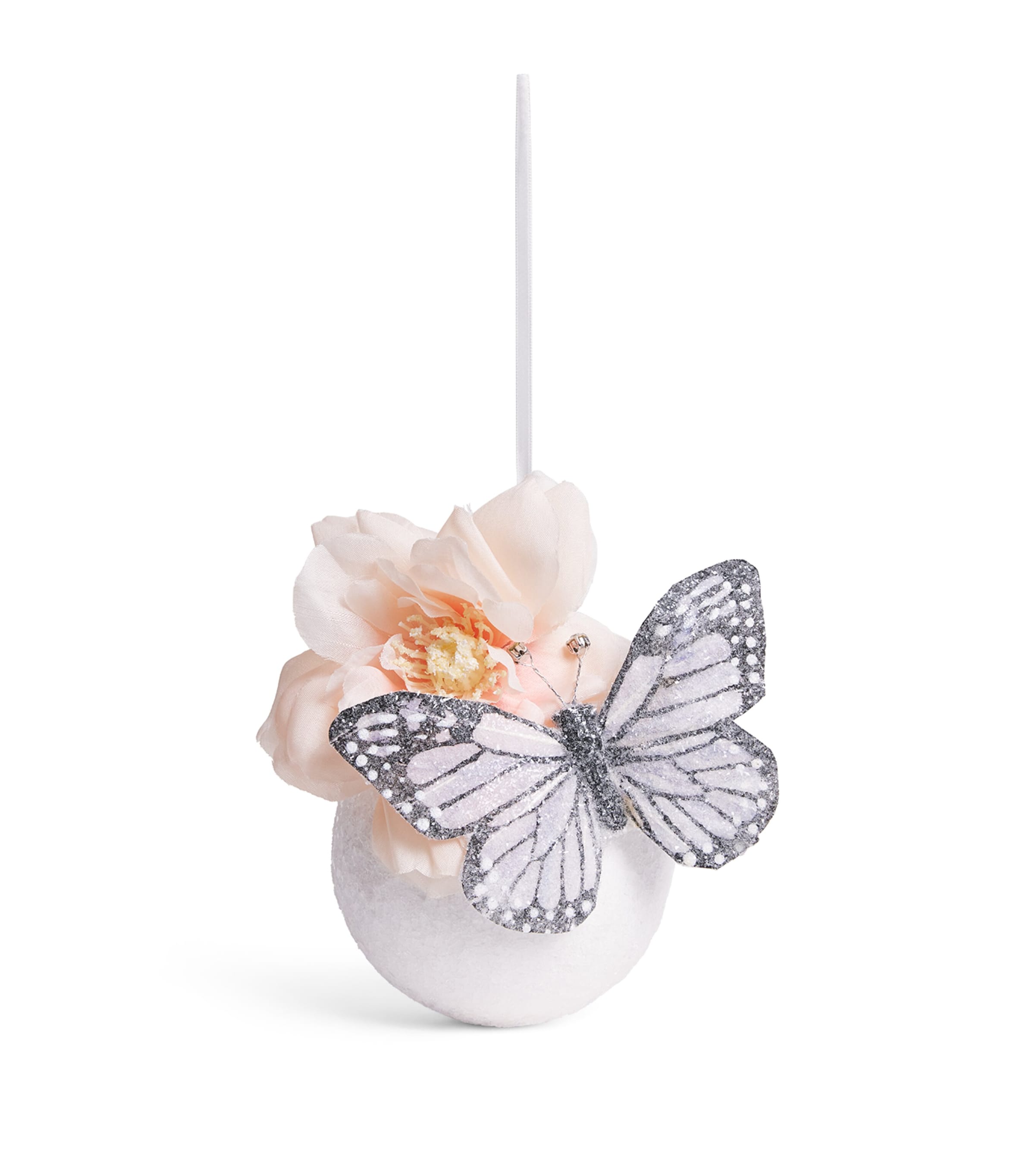 Harrods Glitter Butterfly Bauble White