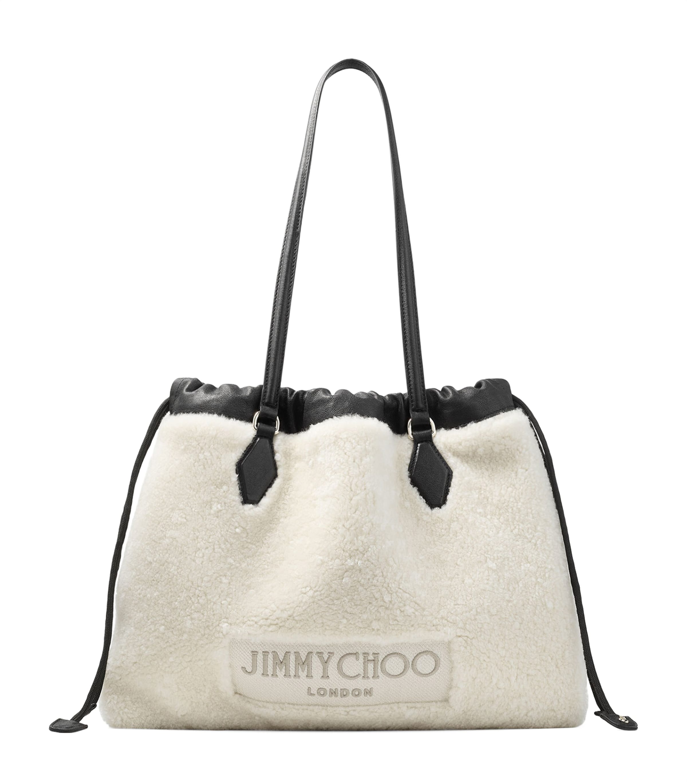 Shearling Drawstring Tote Bag