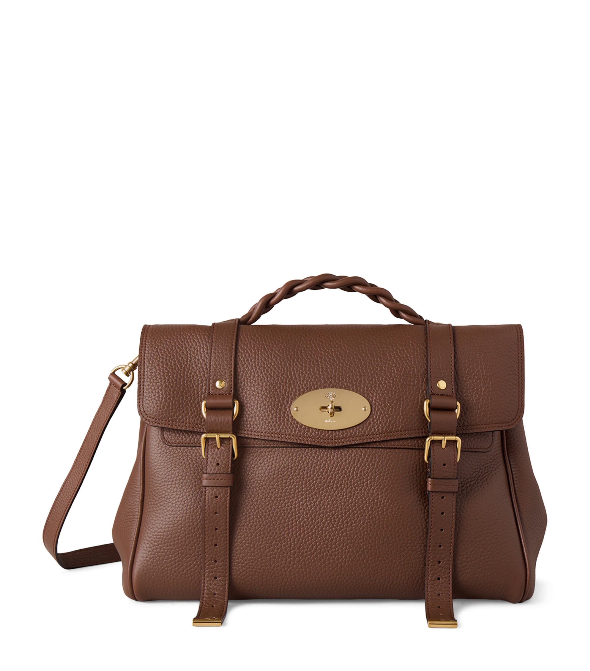 Oversized Grained Leather Alexa Satchel