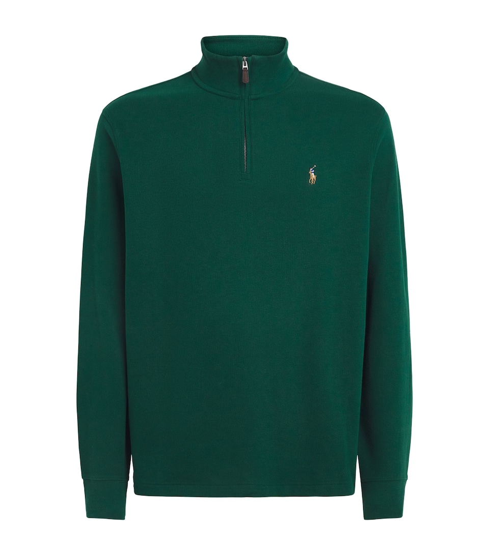 Polo Ralph Lauren Mens Estate-Rib Quarter-Zip Sweater Moss Agate
