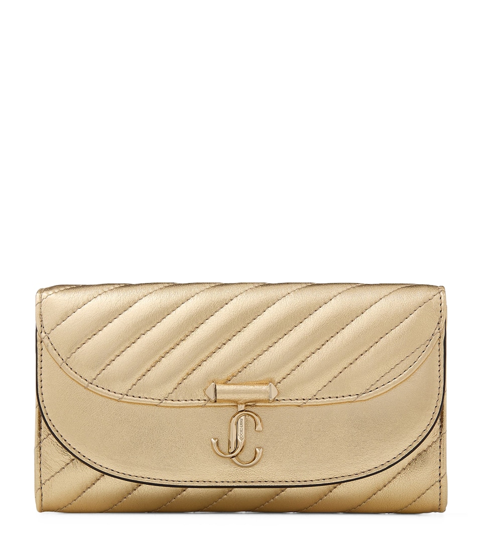 Jimmy Choo Leather Curve Chain Wallet Gold/shiny Gold