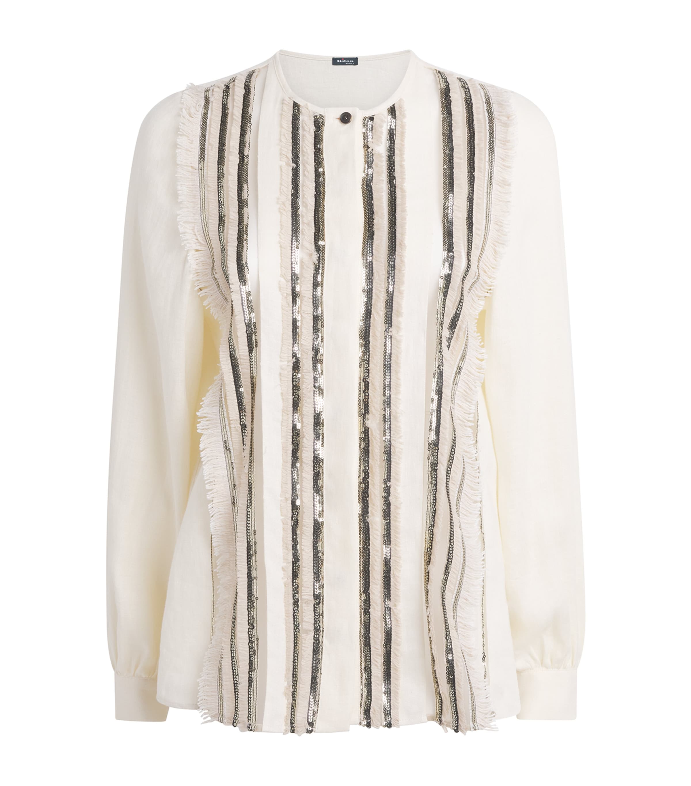 Kiton Womens Linen Sequinned Shirt Beige