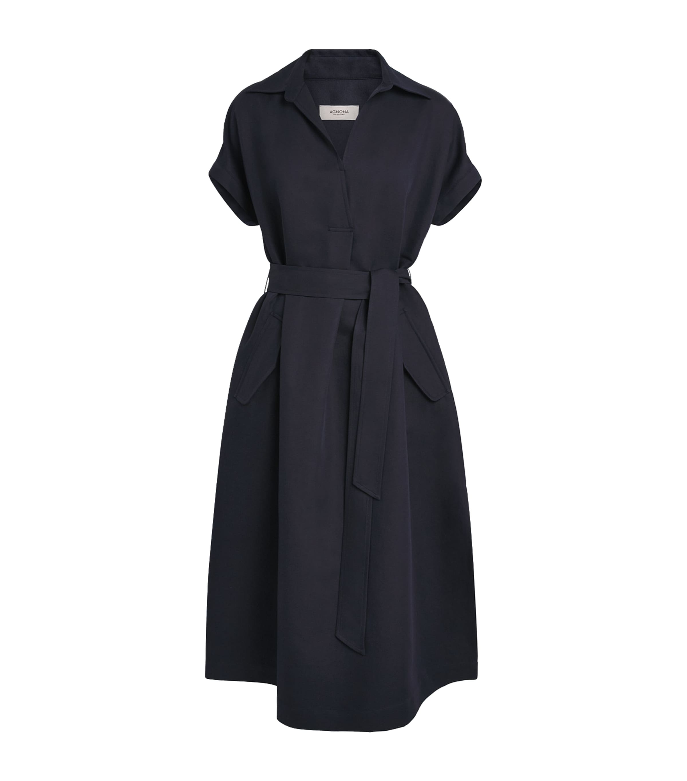 Cotton-Linen-Silk Shirt Midi Dress