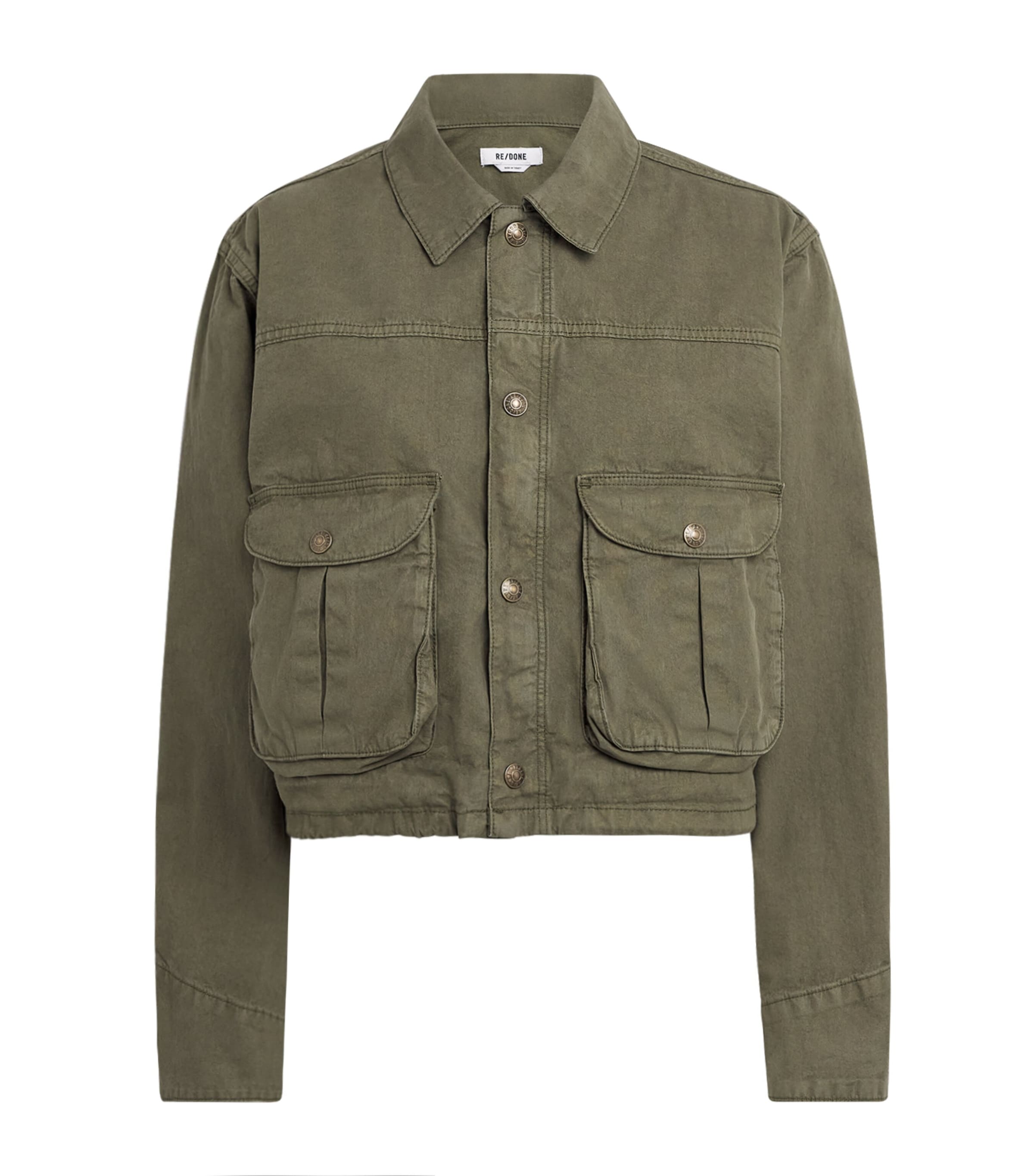 Re-Done Womens Cotton-Blend Jessie Military Jacket Fatigue