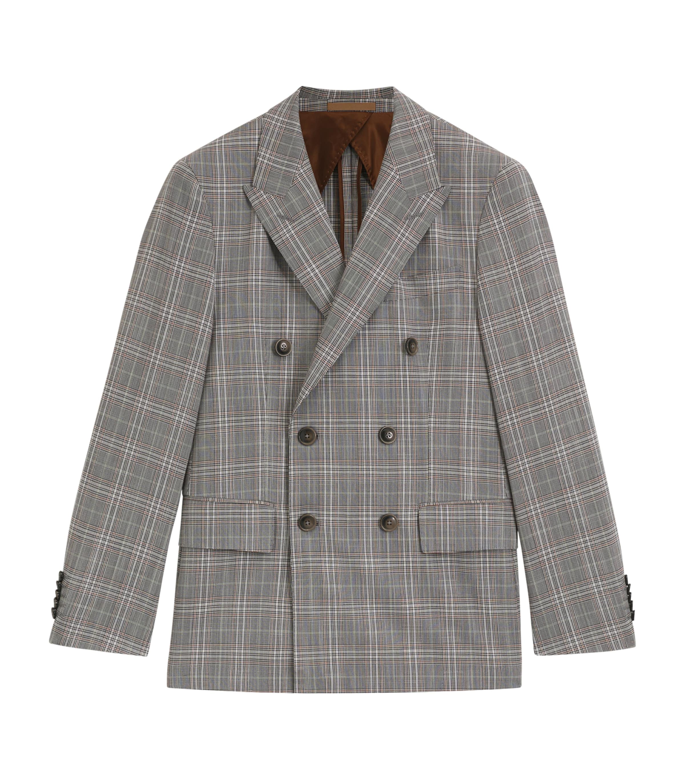 Virgin Wool-Silk Check Blazer