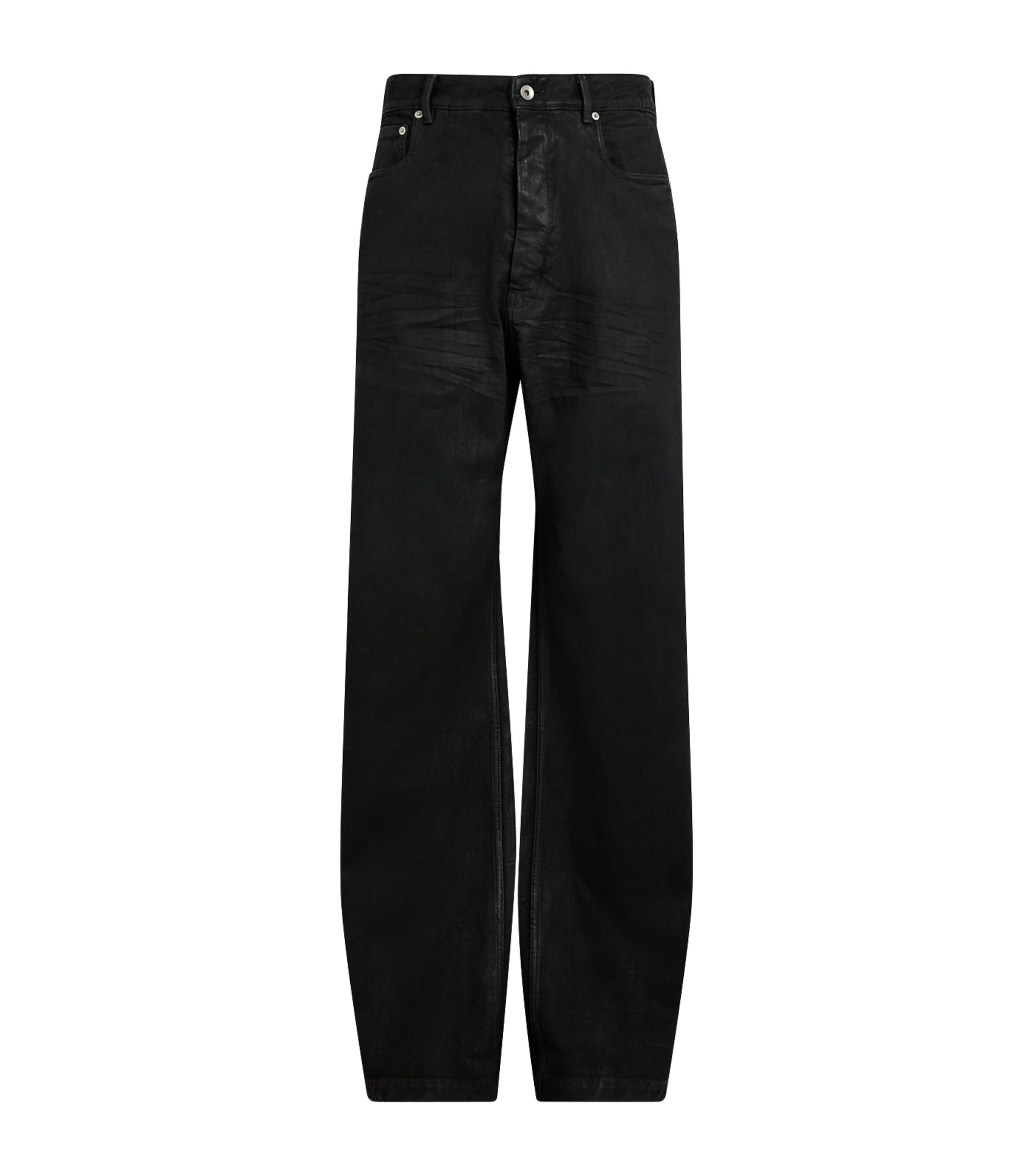 Rick Owens Mens Geth Wide-Leg Jeans Black Wax
