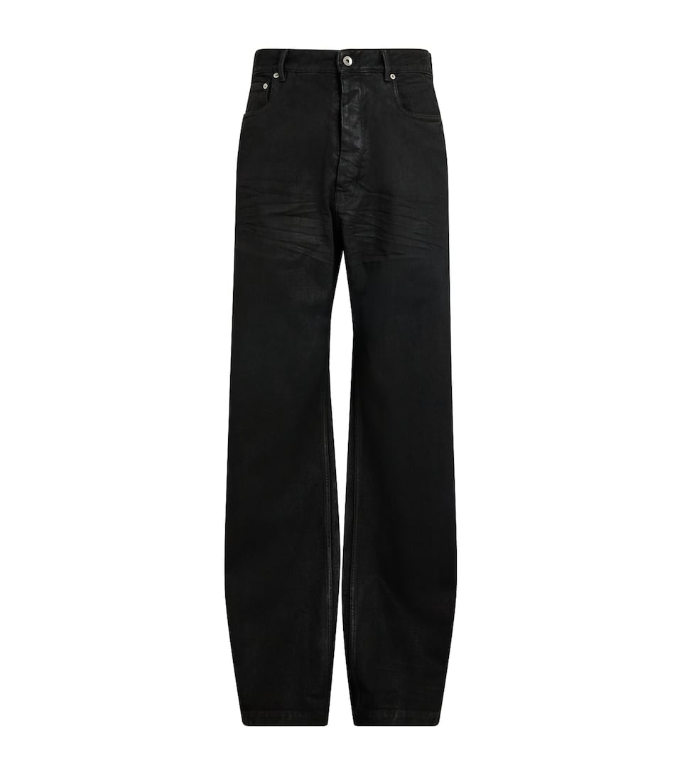 Rick Owens Mens Geth Wide-Leg Jeans Black Wax