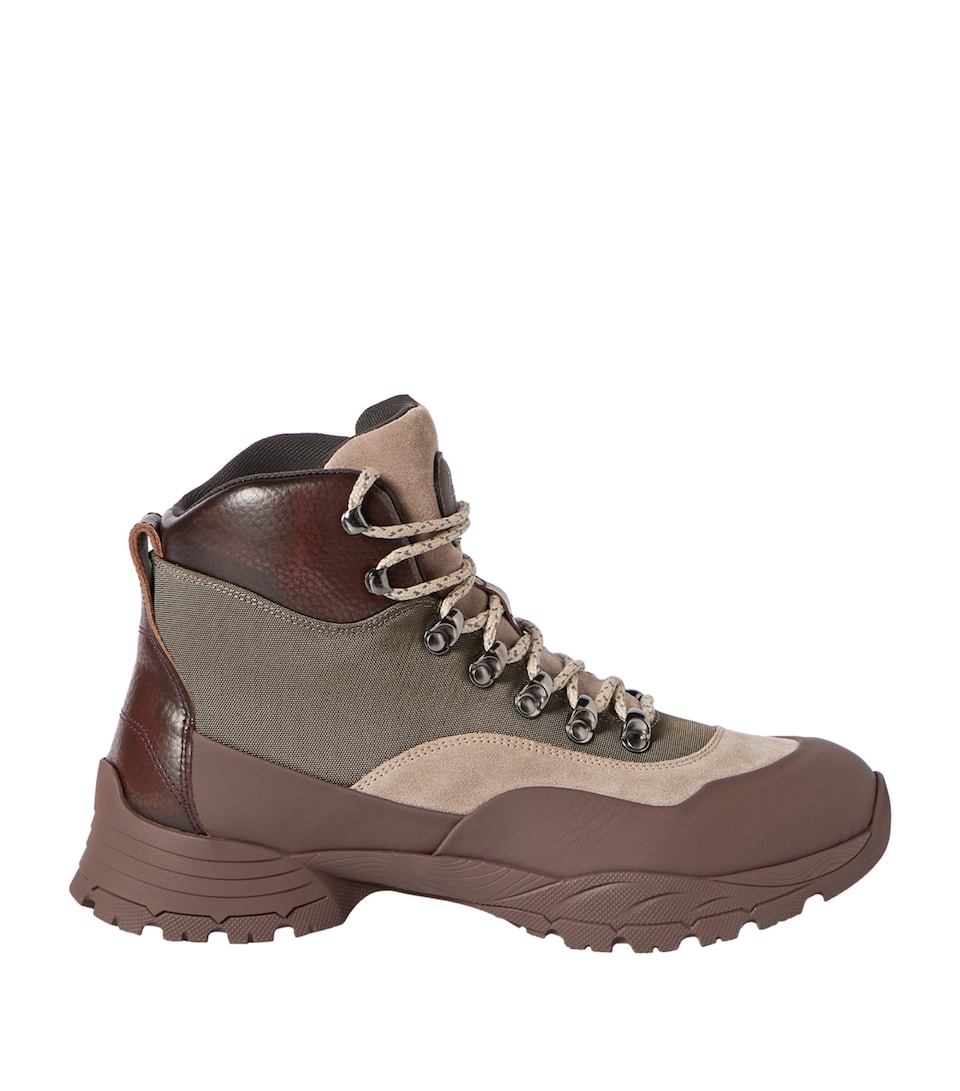 Brunello Cucinelli Leather Lace-Up Hiker Boots