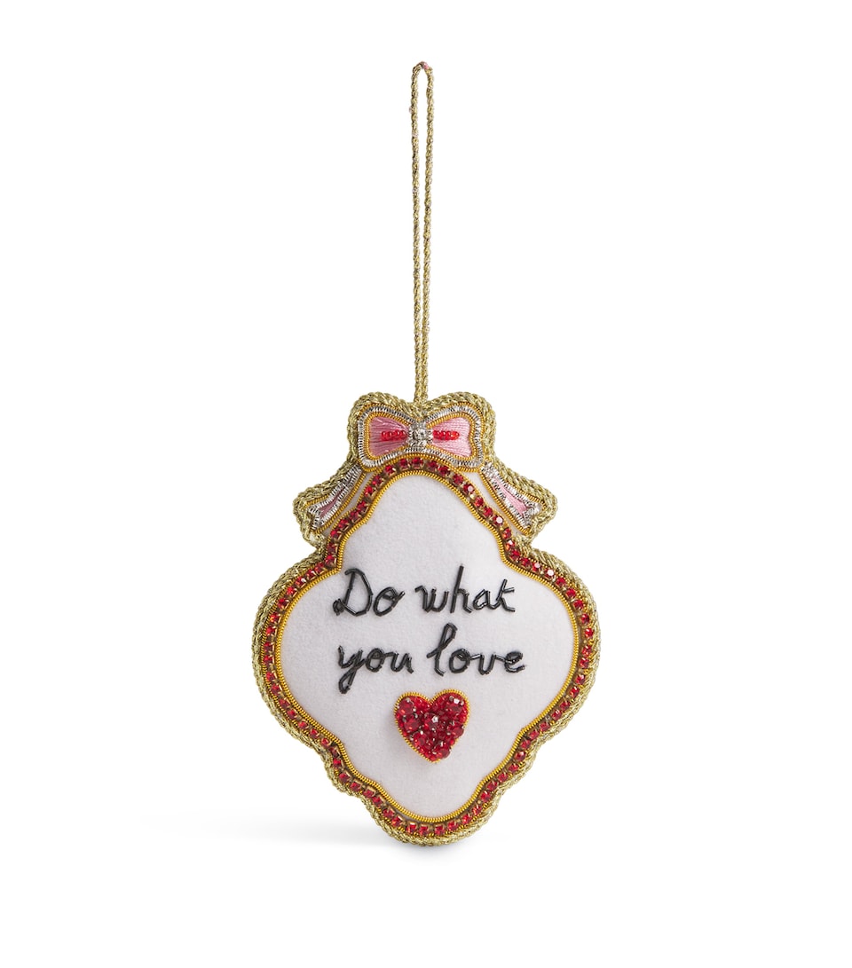 Tinker Tailor Do What You Love Pendant Tree Decoration White & Red & Silver