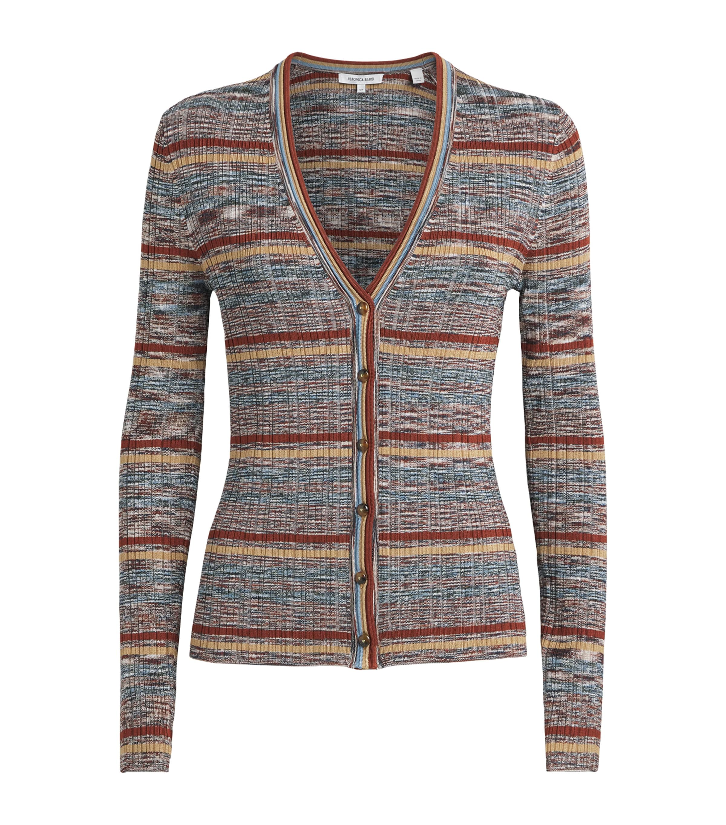 Veronica Beard Womens Knitted Calliope Cardigan Rust Multi
