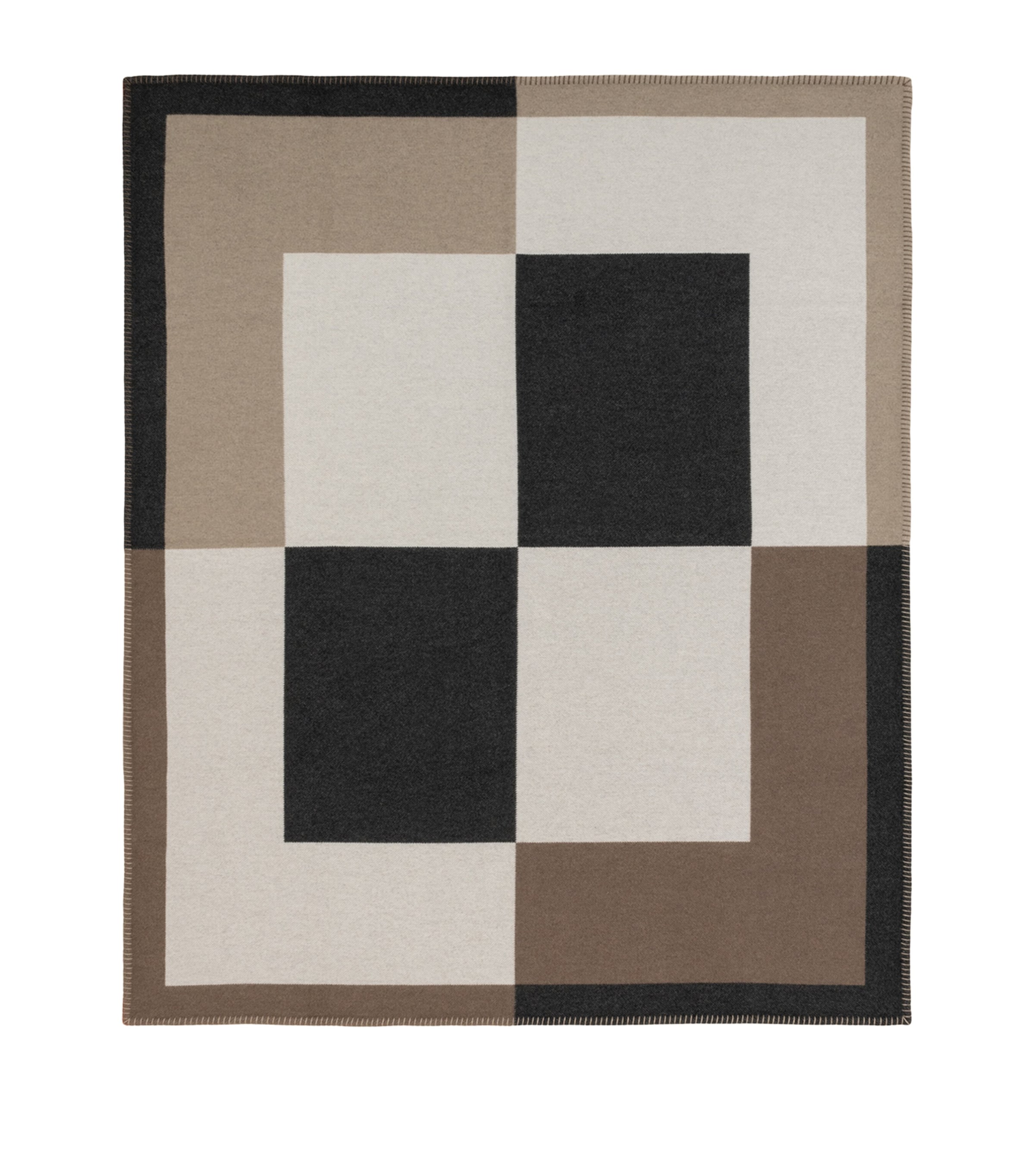 Begg x Co Wool and Cashmere Valatzu Chequers Throw (137cm x 180cm) Natural Charcoal
