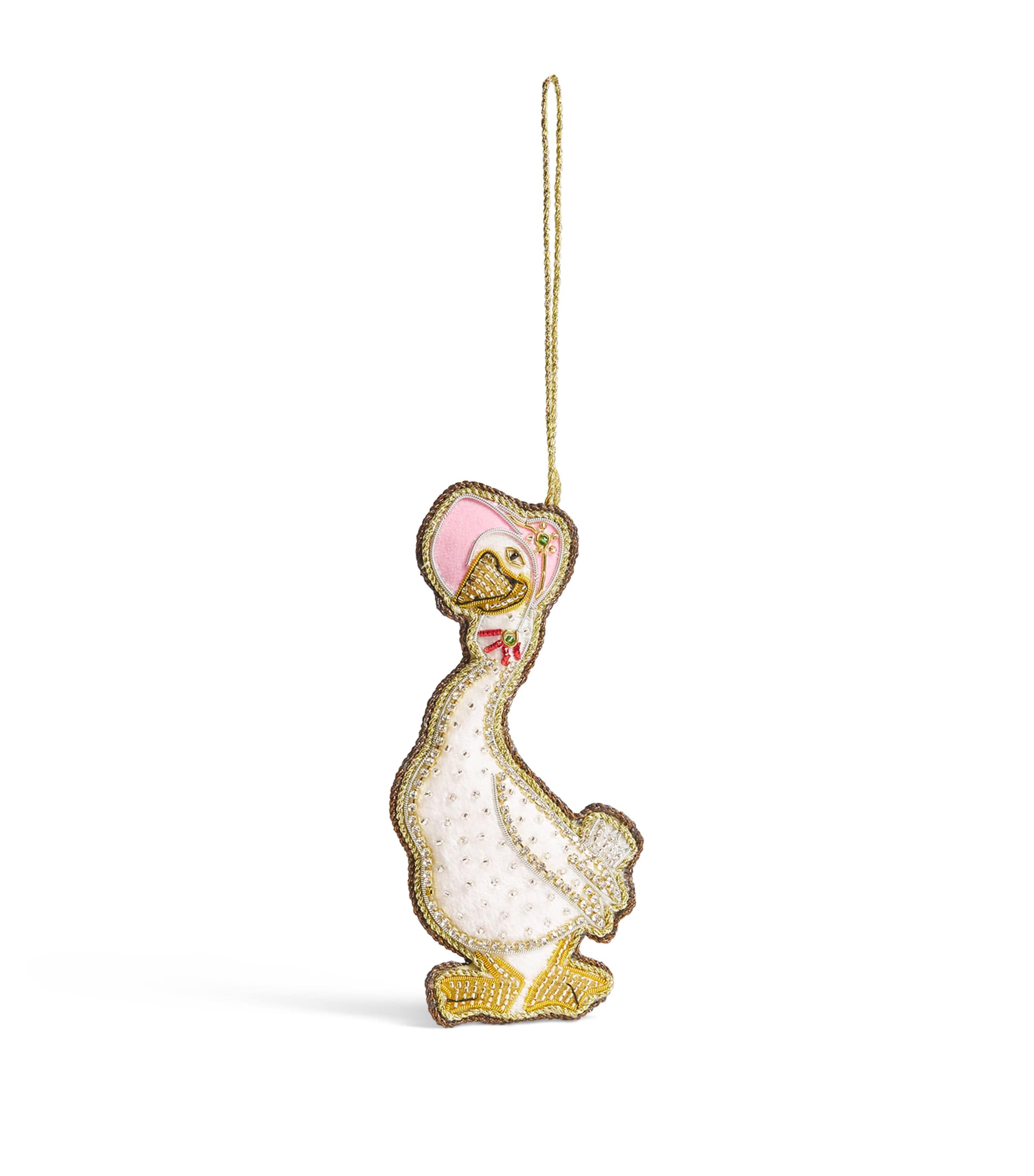 Tinker Tailor Goose in a Bonnet Tree Decoration White & Pink