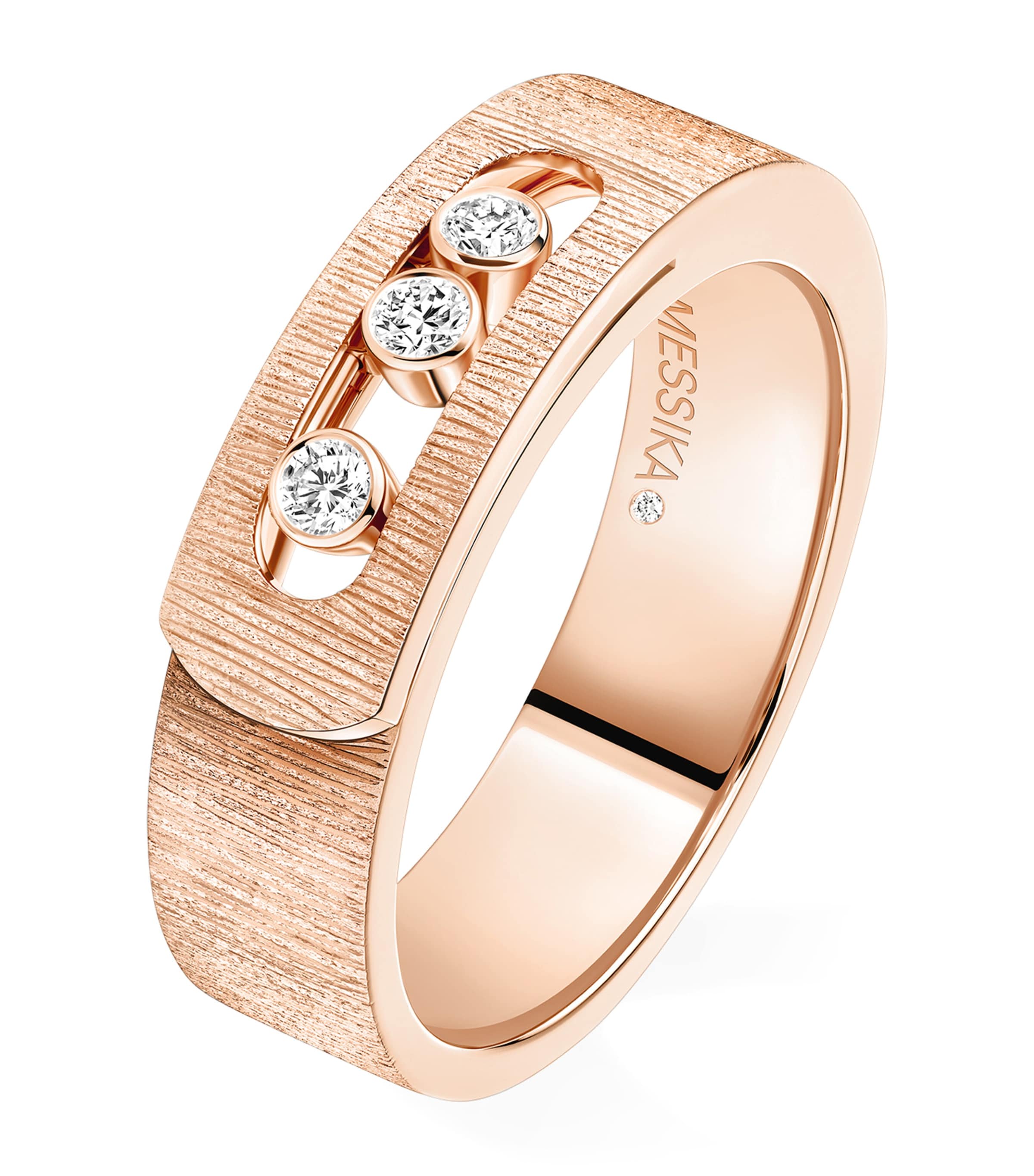 Messika Move Noa Diamond and Pink Gold Chiselled Ring (0.10ct) Pink Gold