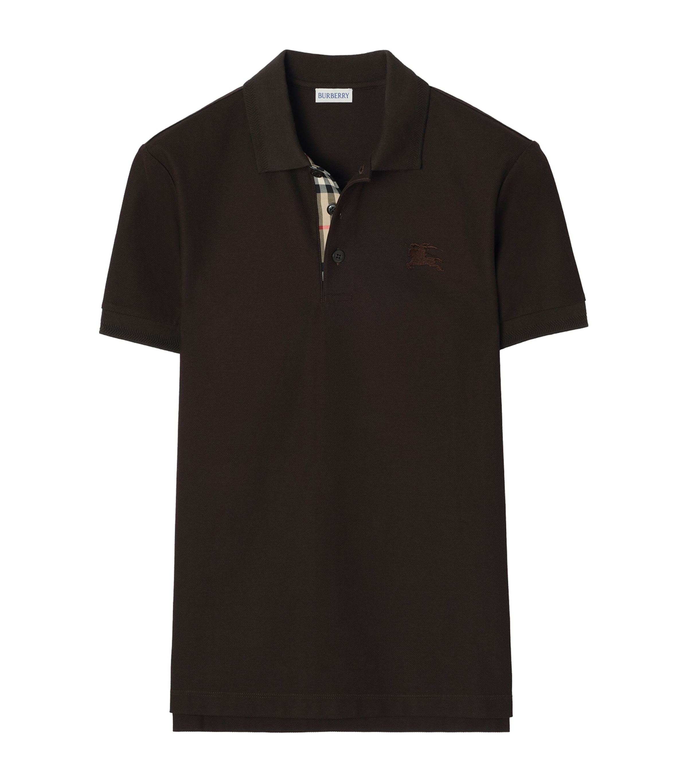Burberry Mens Cotton Piqué Slim Polo Shirt Clove Brown