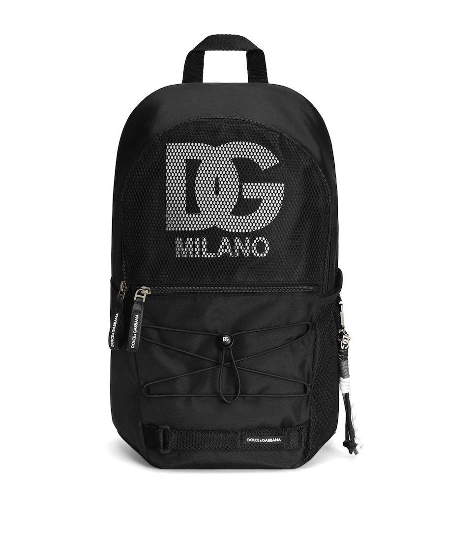 Dolce&Gabbana Kids Mesh Logo Backpack Black/white