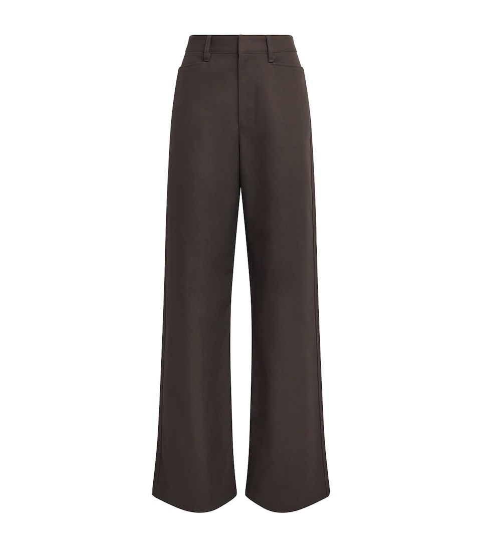 Lemaire Womens Cotton Twill Straight Trousers Chocolate
