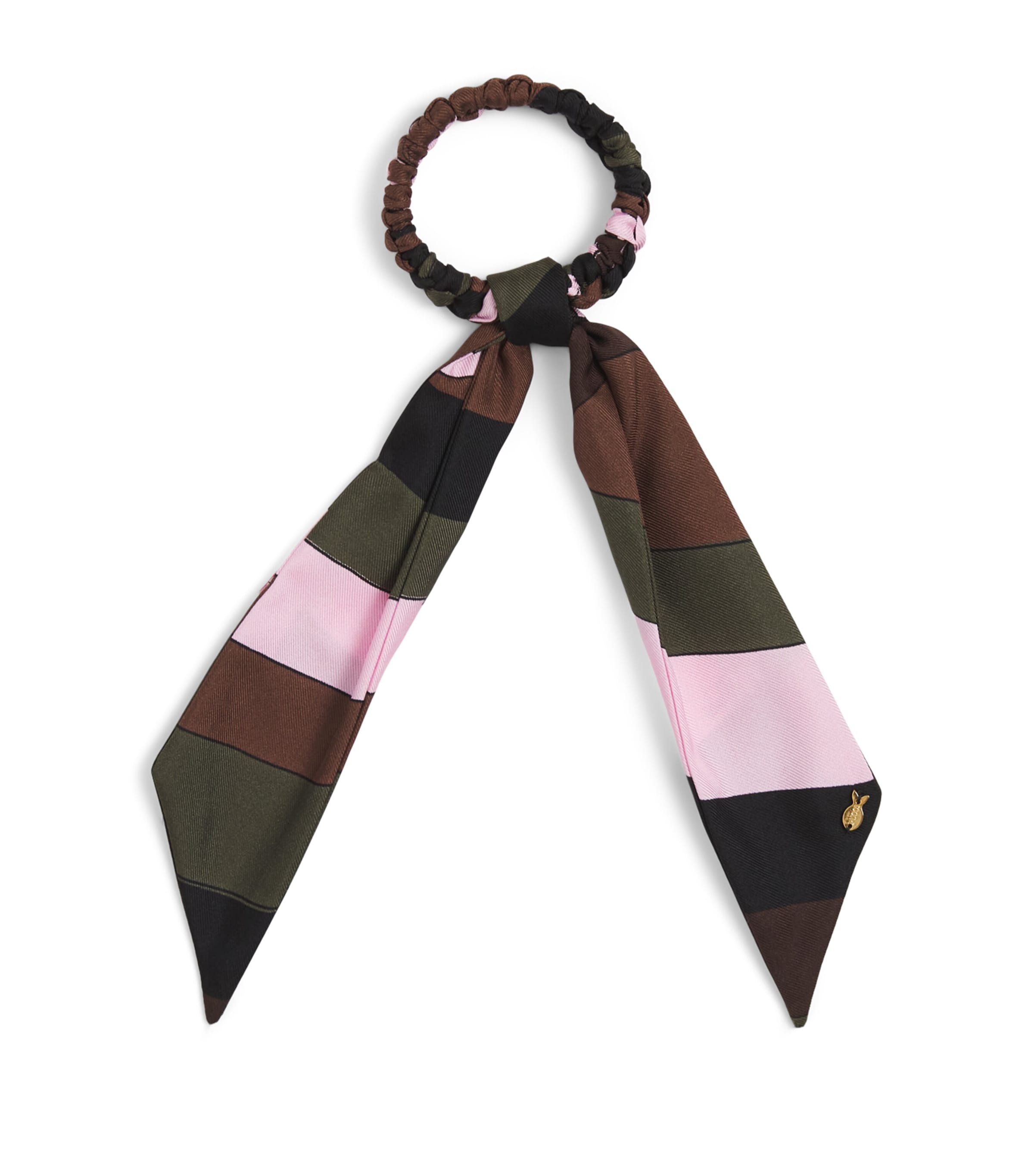 PUCCI Silk Iride Print Hair Tie Khaki Pink