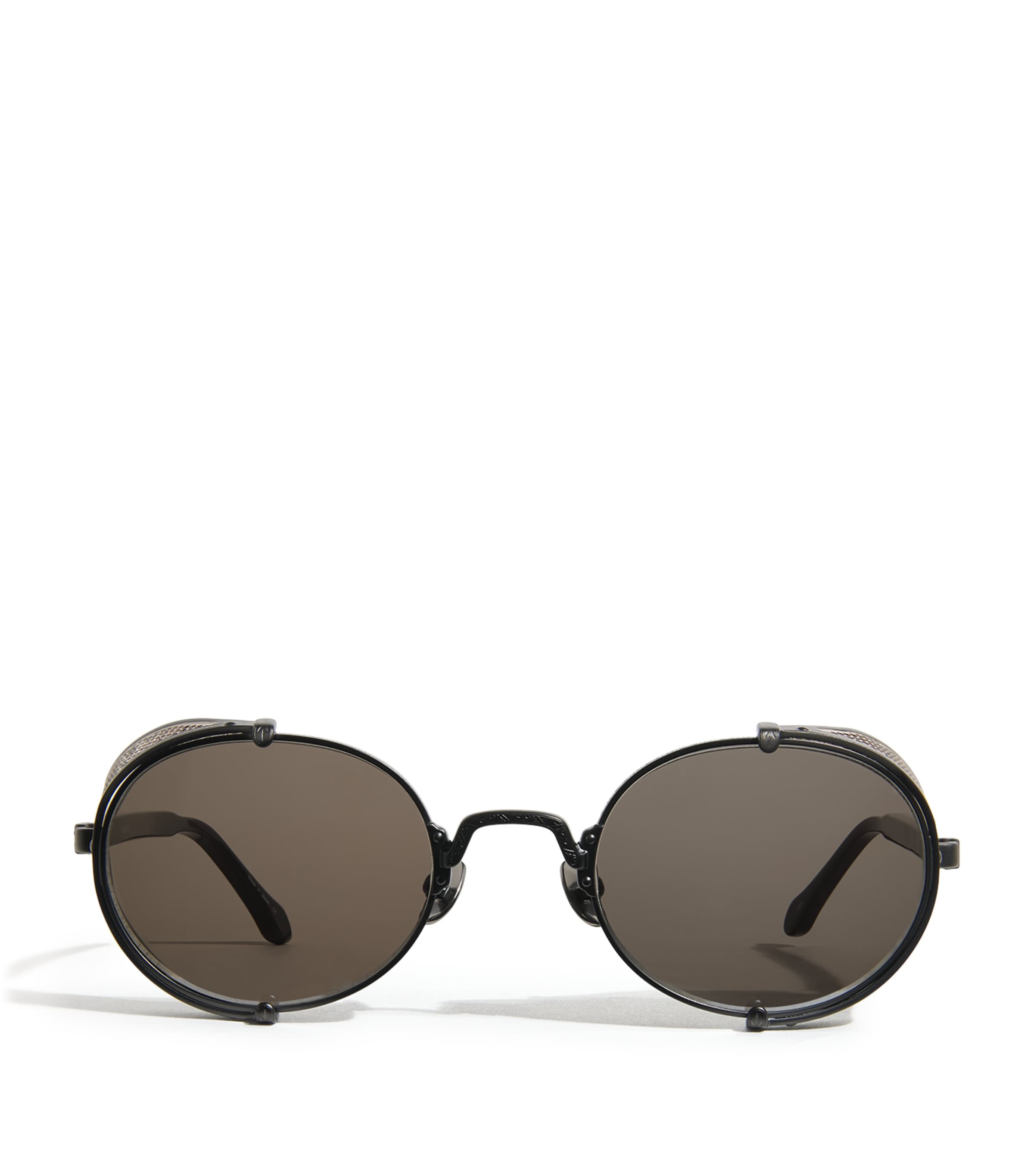 Matsuda 10610H  Round Sunglasses Mat Blk Slvr Mirror