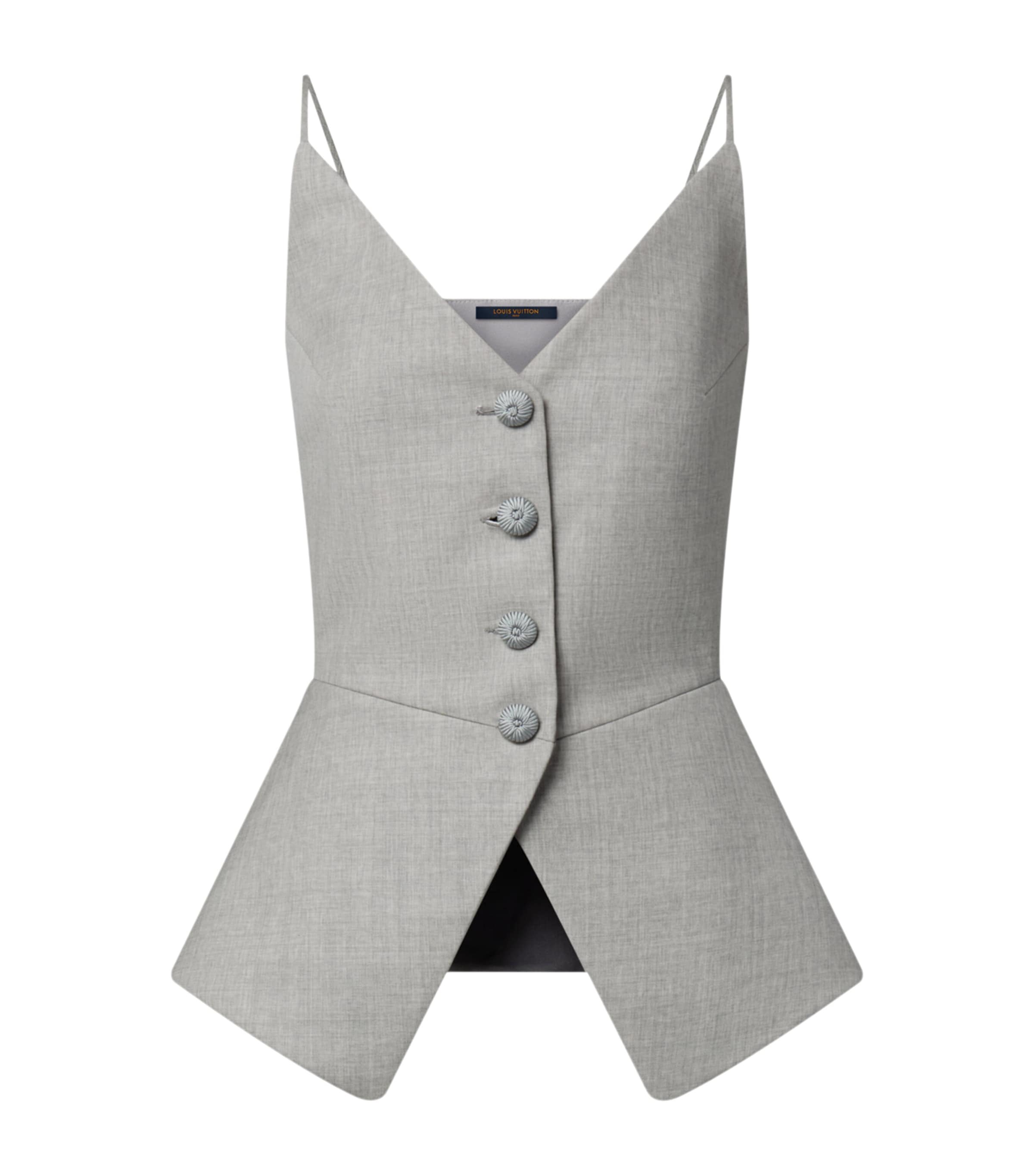 LOUIS VUITTON Womens Wool Tailored Peplum Top Grey