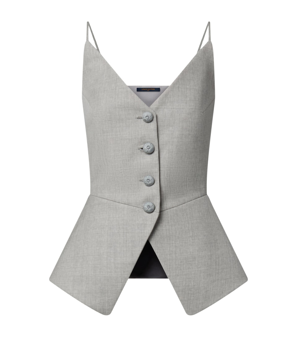 LOUIS VUITTON Womens Wool Tailored Peplum Top Grey