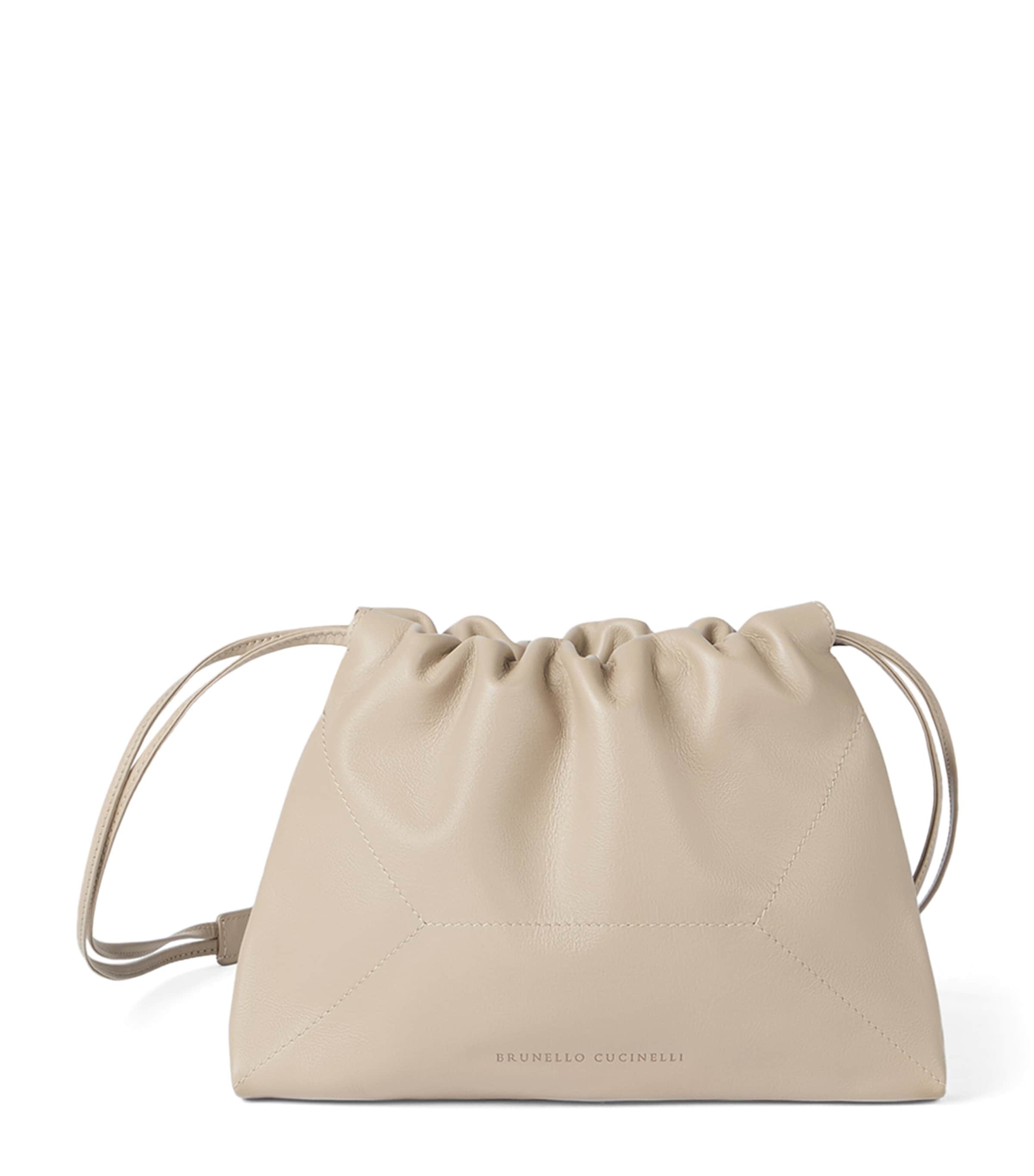 Leather Drawstring Cross-Body Bag