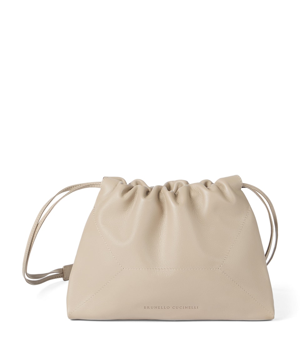 Leather Drawstring Cross-Body Bag