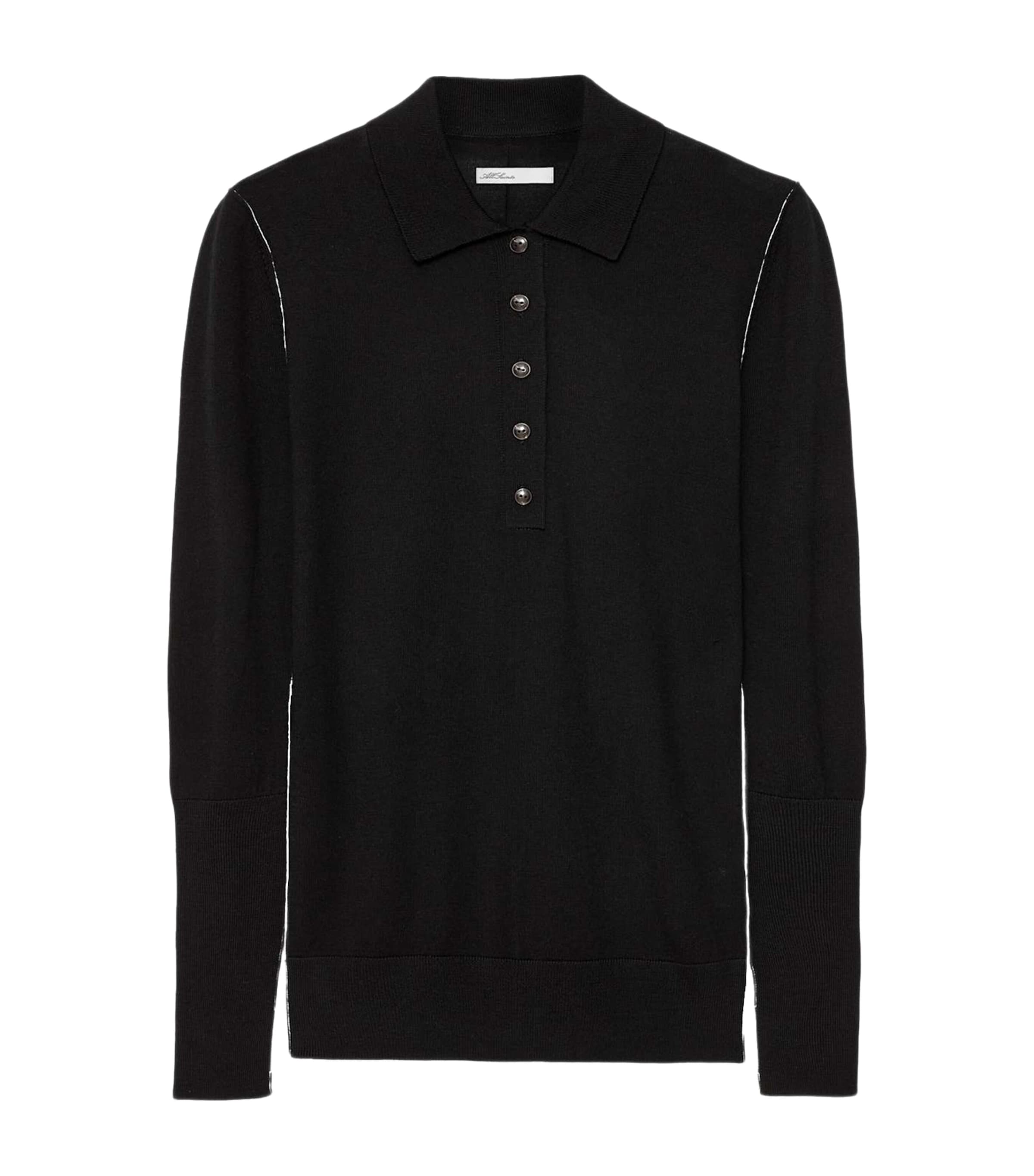 AllSaints Womens Merino Wool Martel Polo Sweater Black