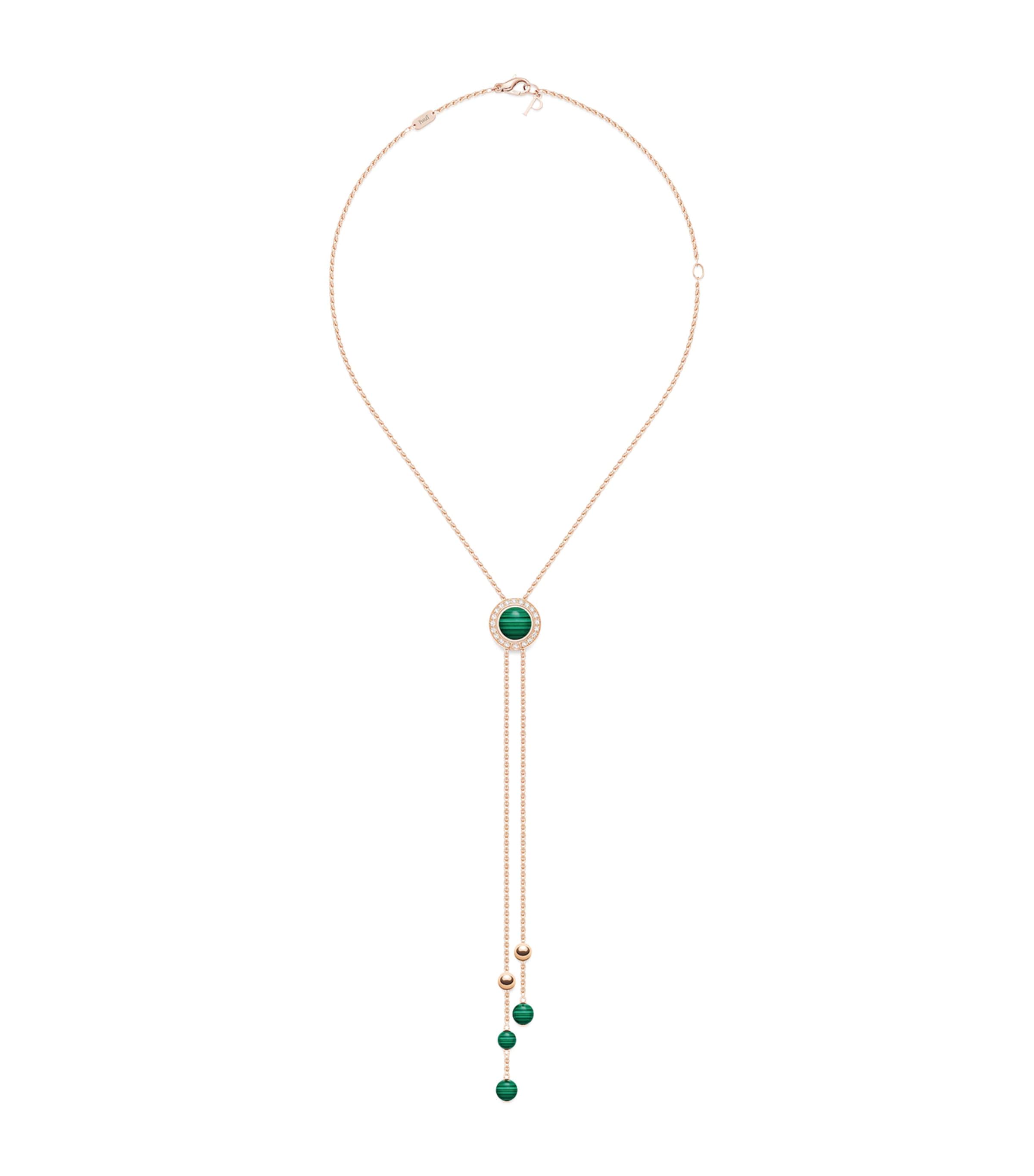 Rose Gold, Diamond and Malachite Possession Pendant Necklace