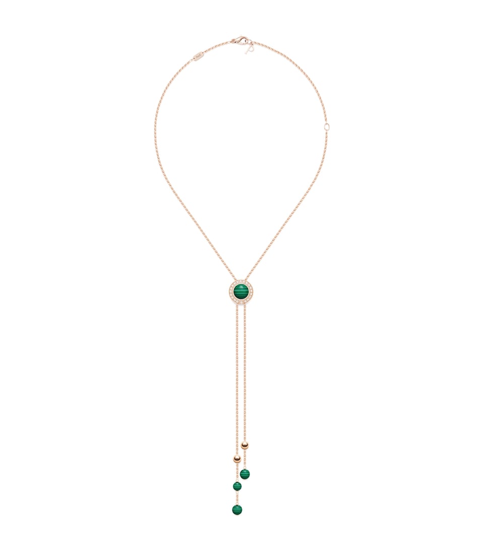 Rose Gold, Diamond and Malachite Possession Pendant Necklace