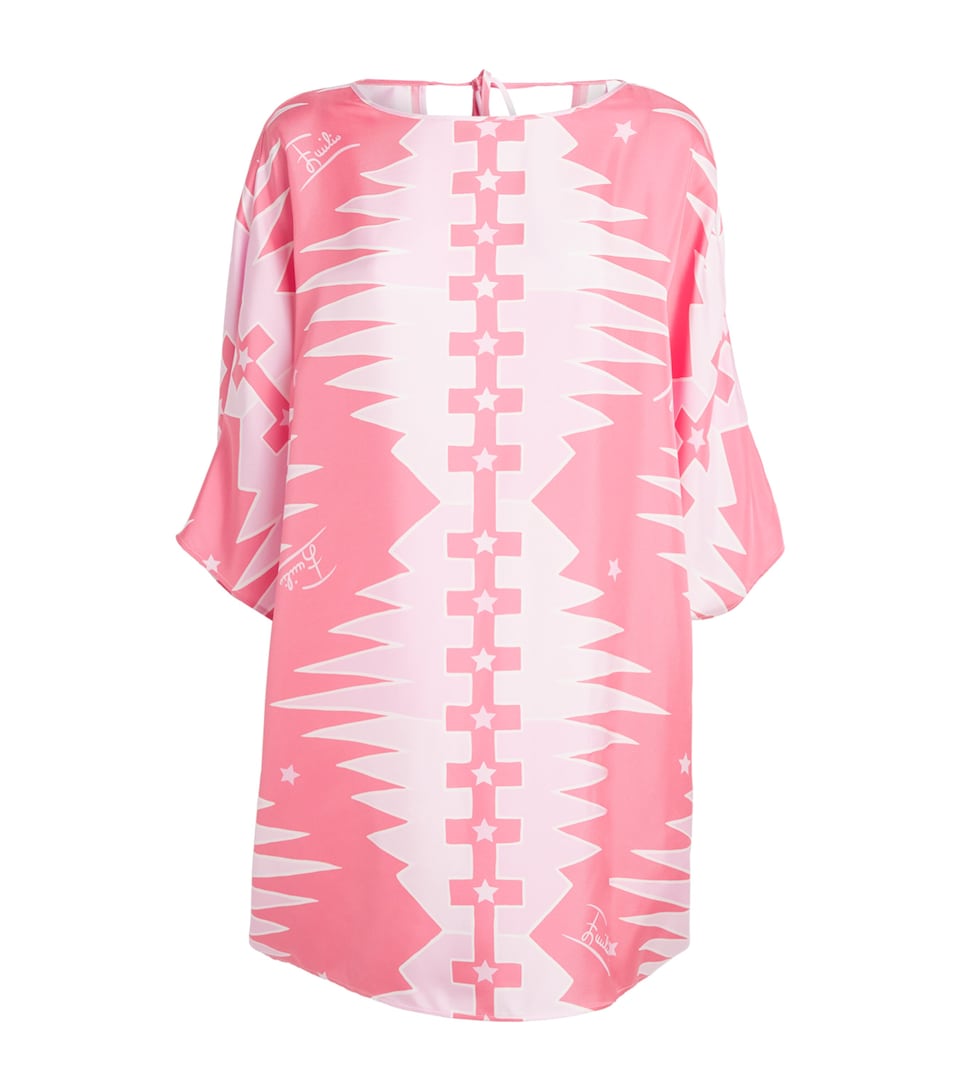 PUCCI Womens Silk Printed Kaftan Mini Dress Pink