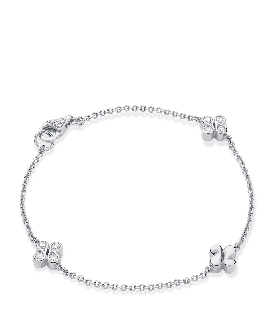 White Gold and Diamond Be Boodles Triple Charm Bracelet