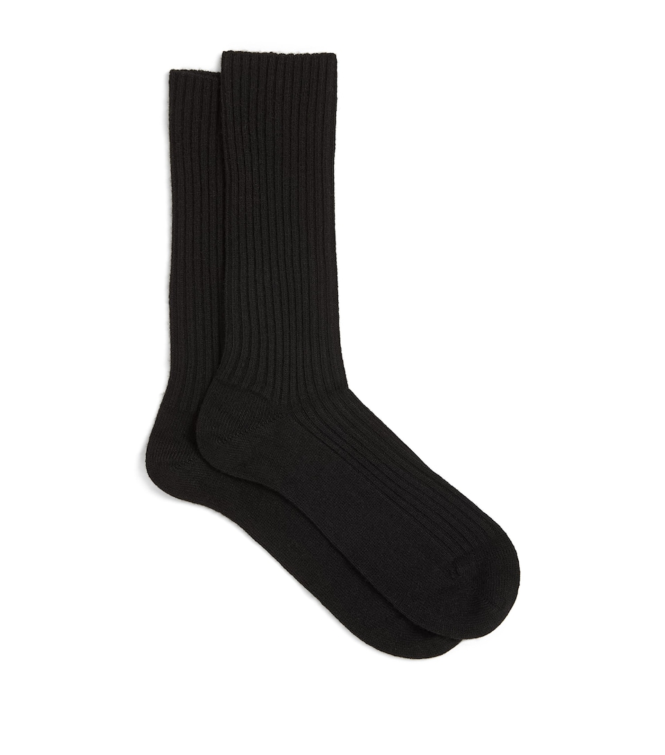 Falke Womens Wool-Cashmere-Blend Cosy Boot Socks Black