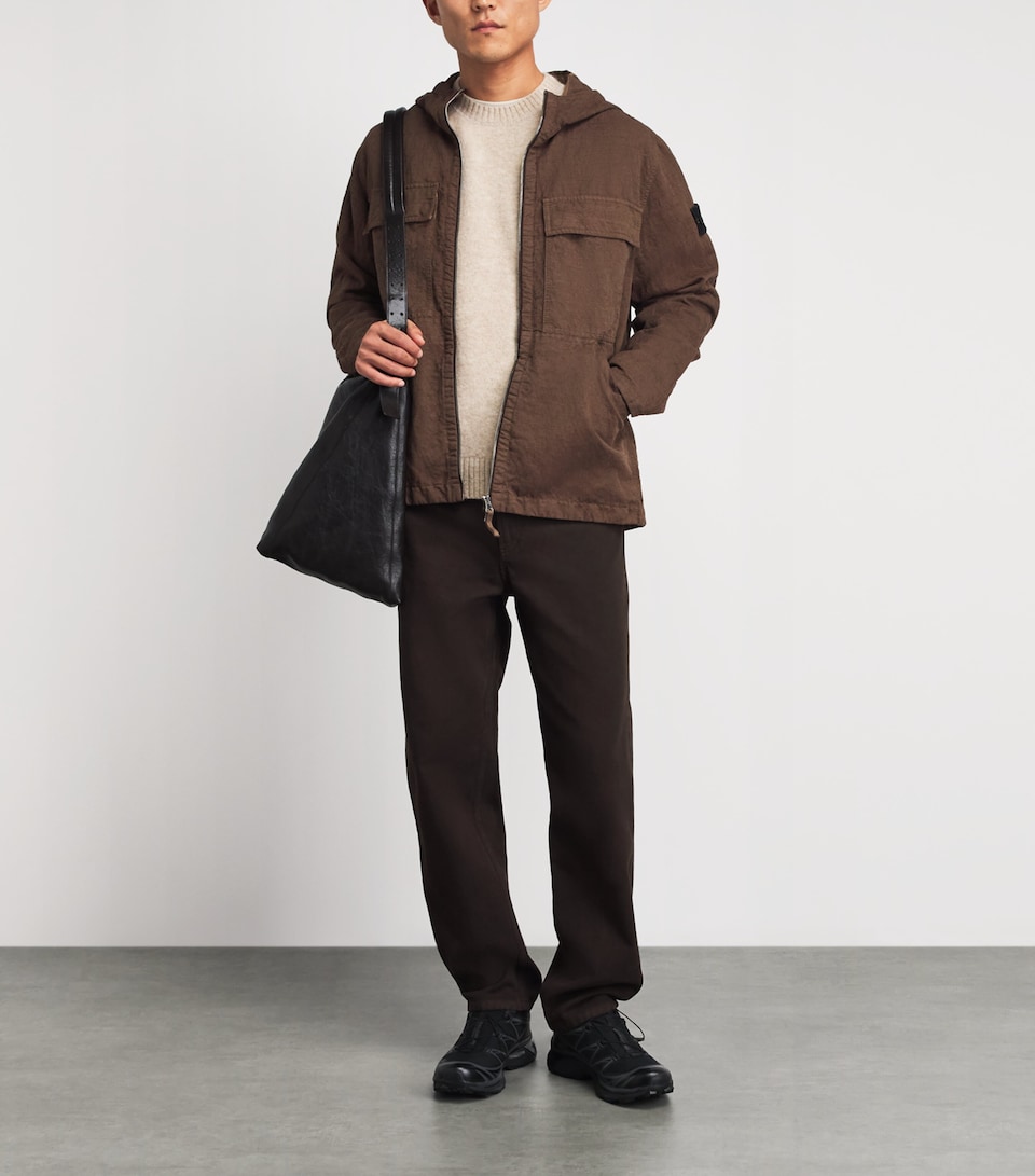 Stone Island Mens Cotton-Blend Hooded Jacket