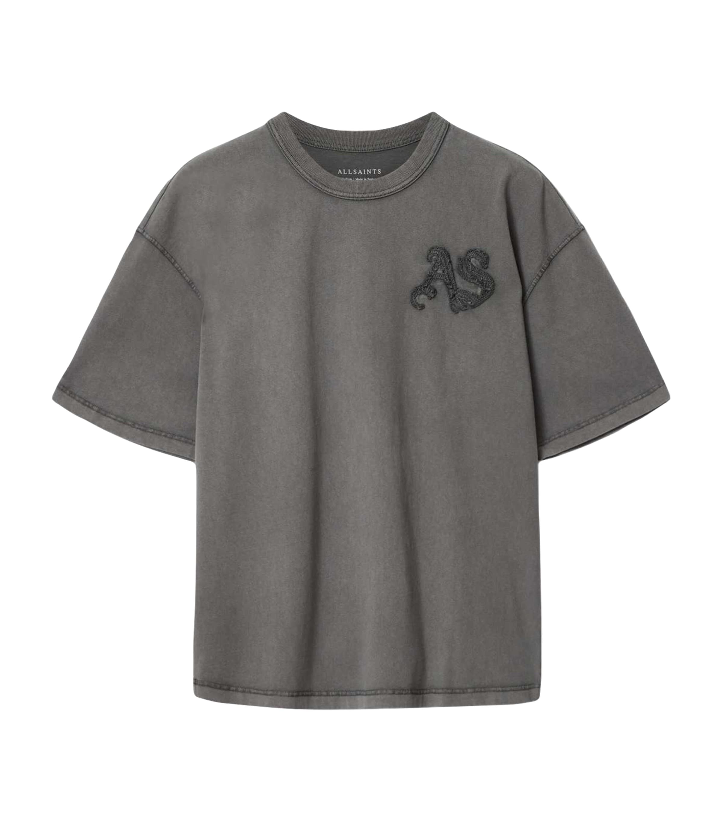 AllSaints Mens Organic Cotton Insignia T-Shirt Washed Black