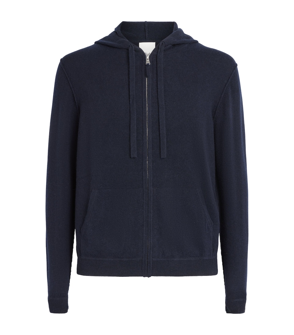 Allude Mens Wool-Cashmere Zip-Up Hoodie