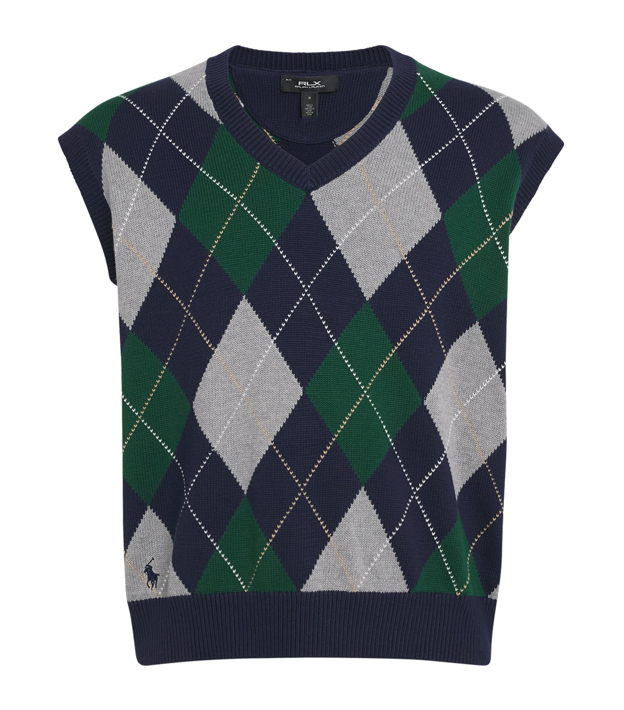 RLX Ralph Lauren Mens Cotton-Blend Sweater Vest Argyle Multi