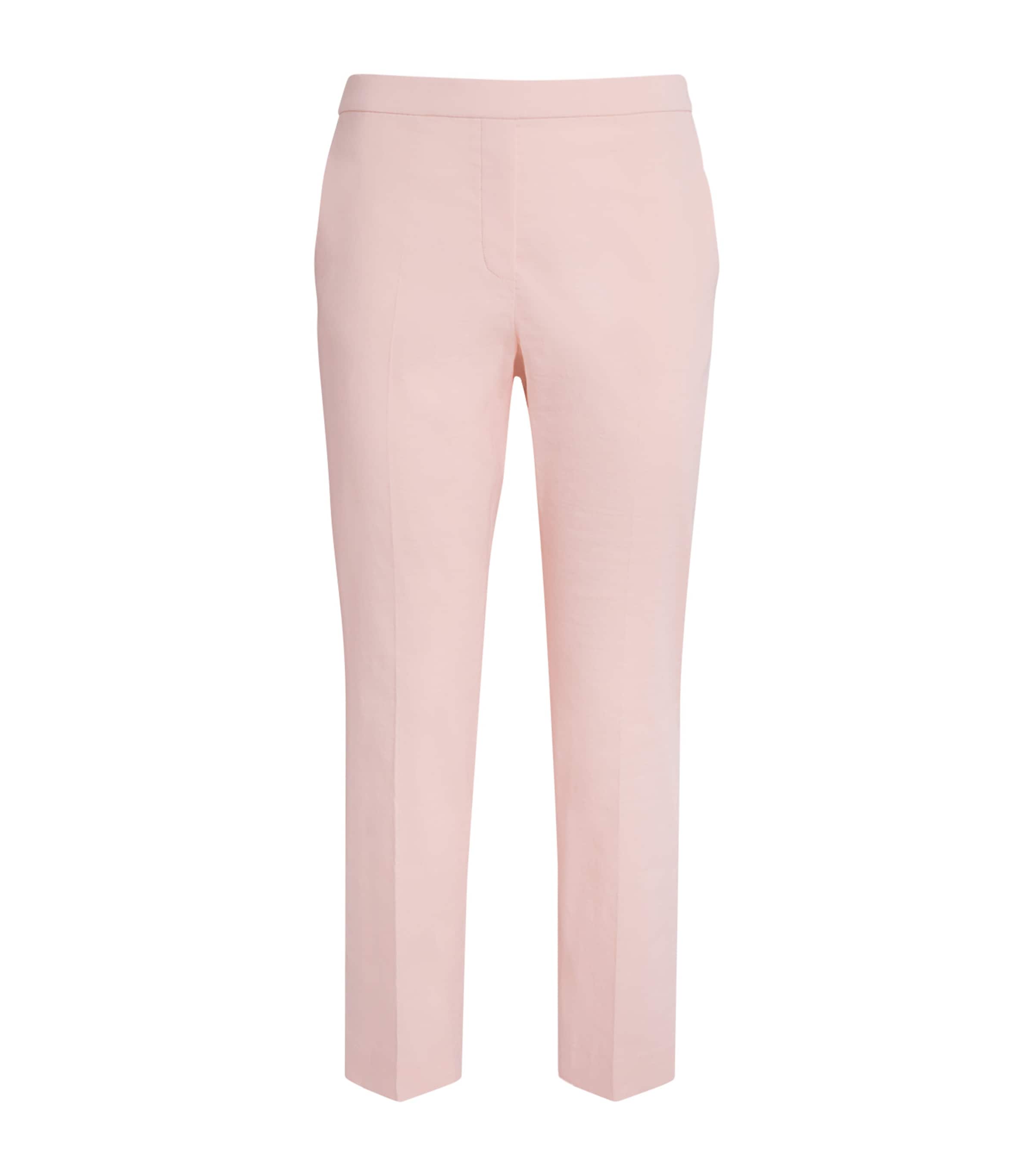 Theory Linen-Blend Straight Chinos Xke Warm Pink