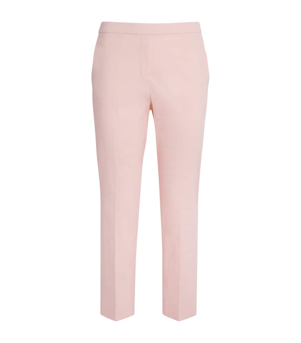 Theory Linen-Blend Straight Chinos Xke Warm Pink