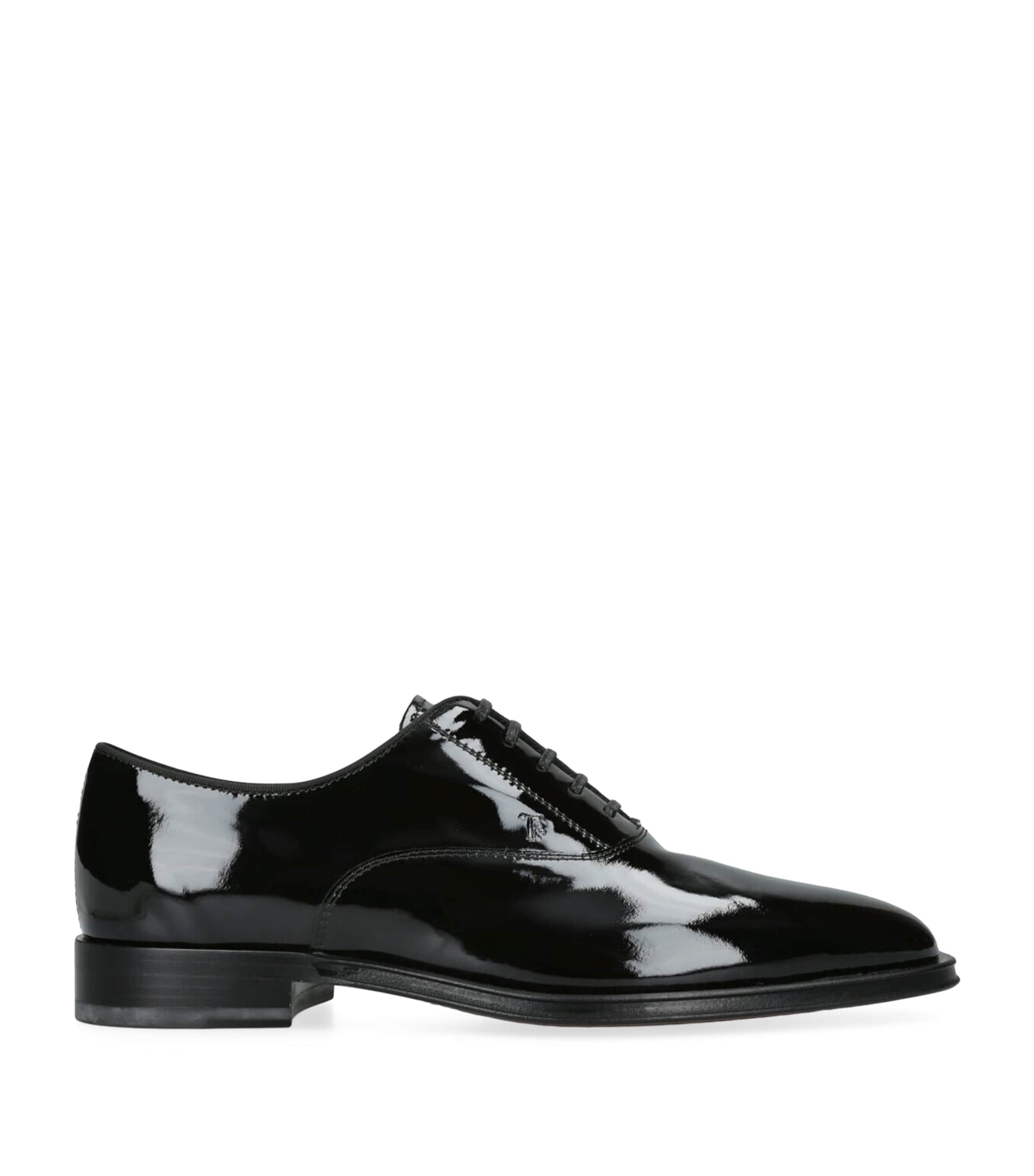 Tod's Patent Leather Derby Shoes Black