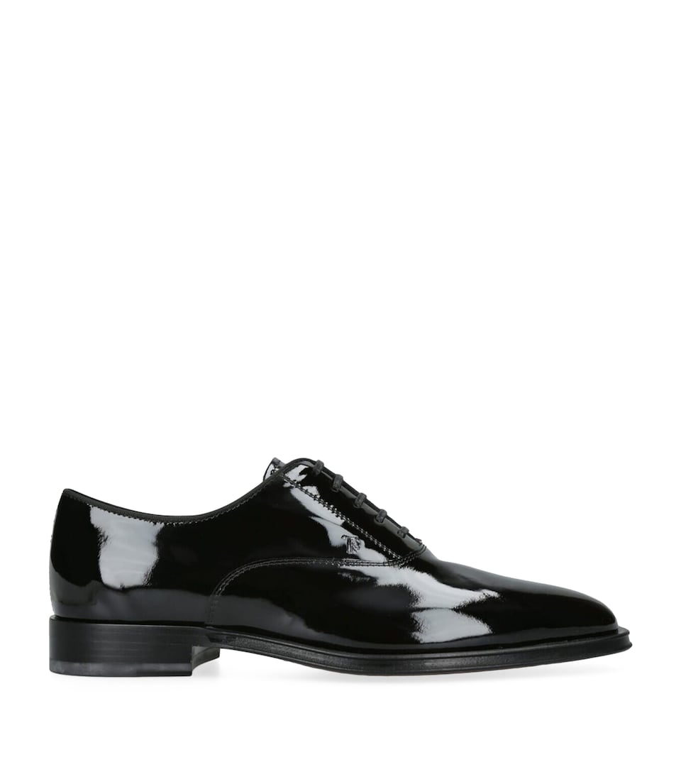 Tod's Patent Leather Derby Shoes Black